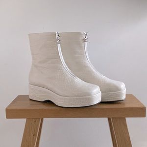 Lisa Says Gah Cream Platform Ankle Boot
